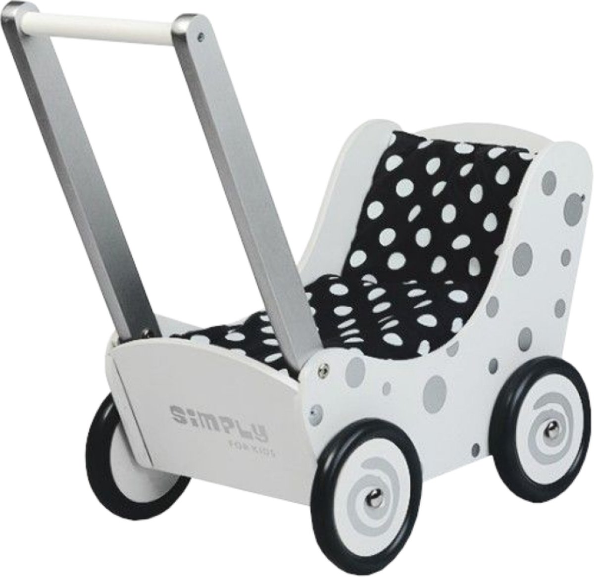 Bol.com Poppenwagen zilver stip Simply for Kids 60x32x55 cm aanbieding