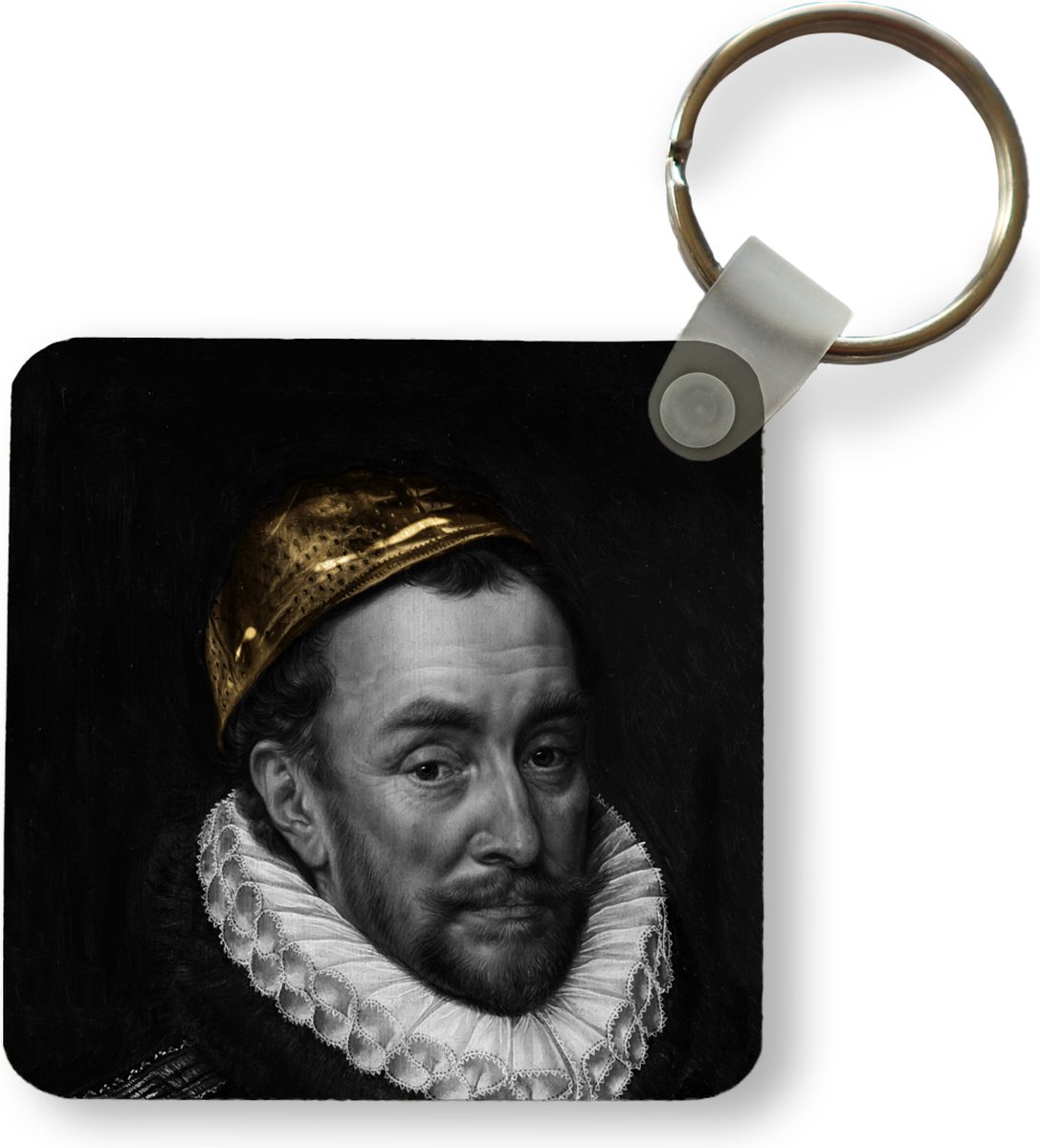 Sleutelhanger - Willem van Oranje - Kunst - Verf - Plastic - Rond - Uitdeelcadeautjes