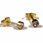 Aramat jewels ® - Goudkleurige zweerknopjes geboortesteen oorbellen transparant chirurgisch staal 4mm