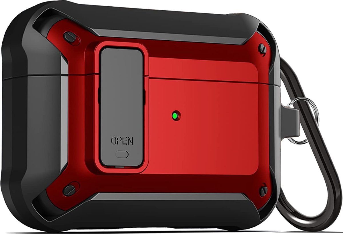 YONO Hoesje geschikt voor Airpods Pro 1 / 2 - Armor Case met Lock - Rood