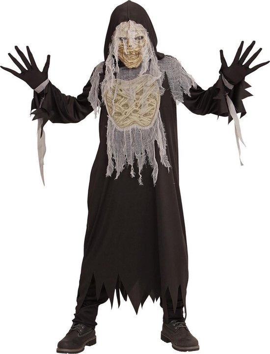 Widmann - Mummie Kostuum - Mummie Smurfafa - Jongen - Zwart - Maat 158 - Halloween - Verkleedkleding
