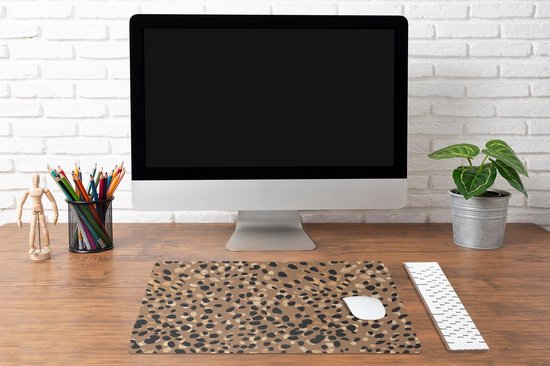 Bureau onderlegger 60x40 cm - Muismat Dierenprint - Luipaard - Goud - Bruin - Bureaulegger xl - Desk mat beschermer - Computer muismatten