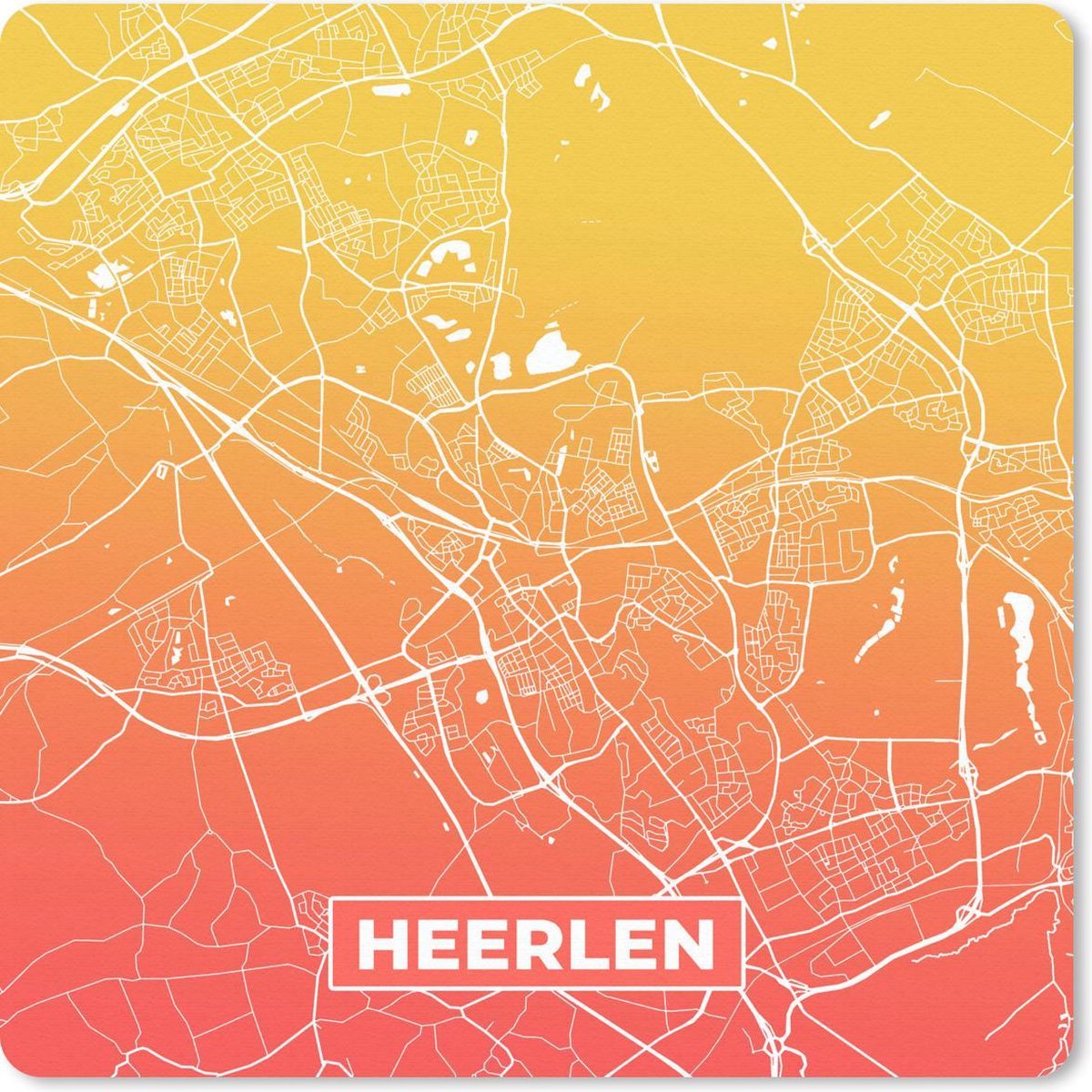 Muismat 30x30 cm - Mousepad Stadskaart - Heerlen - Geel - Muismatten