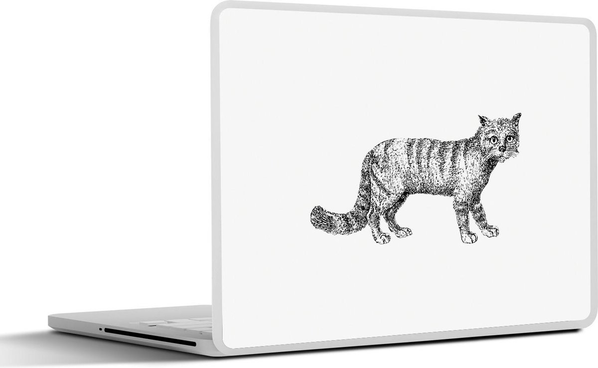Afbeelding van product SleevesAndCases  Laptop sticker - 13.3 inch - Vintage - Kat - Wit