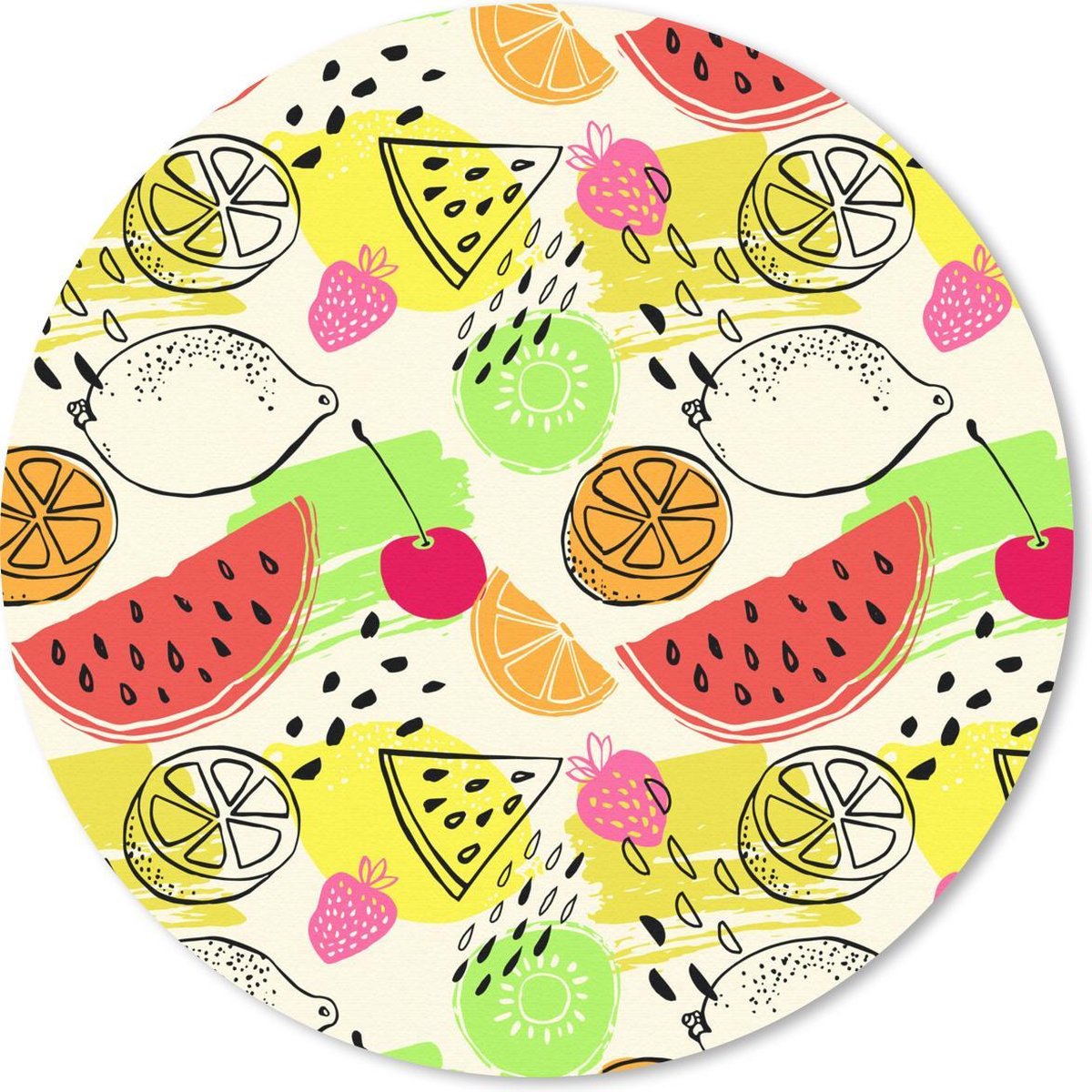 Muismat rond 20x20 cm - Mousepad Watermeloen - Fruit - Patronen - Ronde muismatten