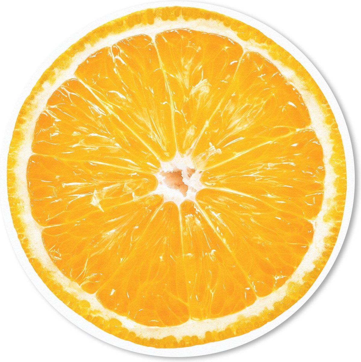 Muismat rond 40x40 cm - Mousepad Sinaasappel - Fruit - Wit - Ronde muismatten