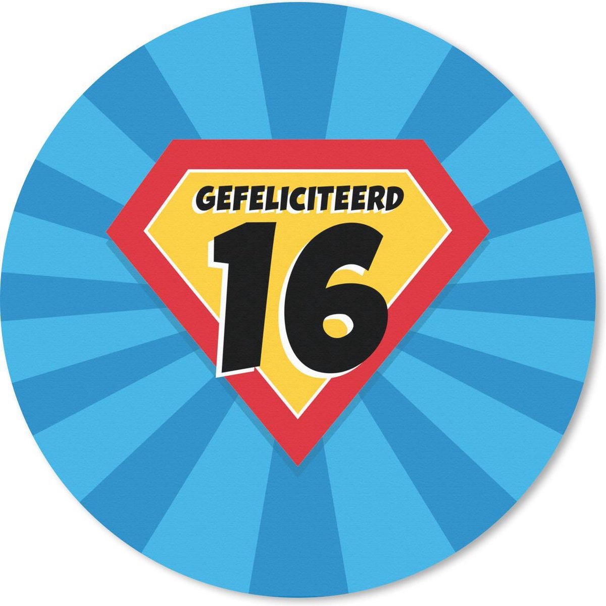 Muismat rond 40x40 cm - Mousepad Verjaardag - 16 jaar - Feest - Cape - Ronde muismatten