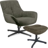 Set: Fauteuil + Hocker Mel Cowboy - Olive 411