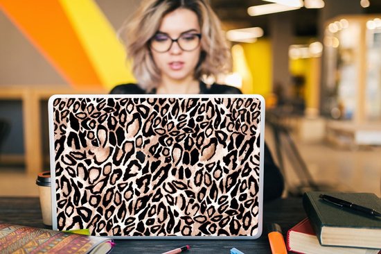 Autocollant pour ordinateur portable - 17,3 pouces - Imprimé panthère - Marron - Zwart - Taches