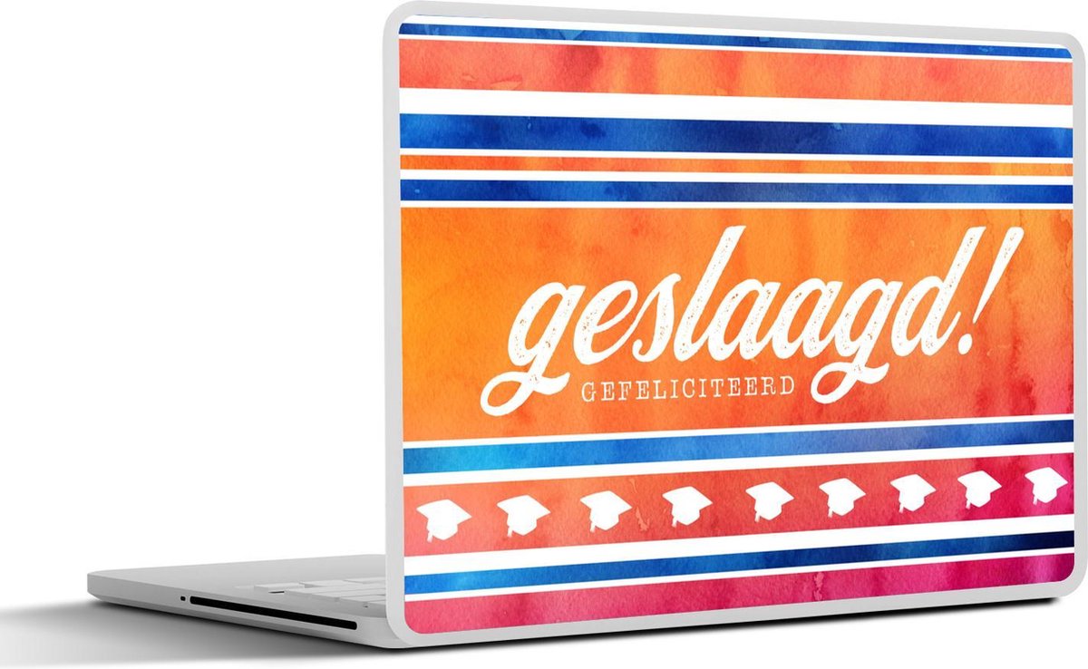 Laptop sticker - 14 inch - Spreuken - Geslaagd - 'Geslaagd, gefeliciteerd' - Quotes - 32x5x23x5cm - Laptopstickers - Laptop skin - Cover