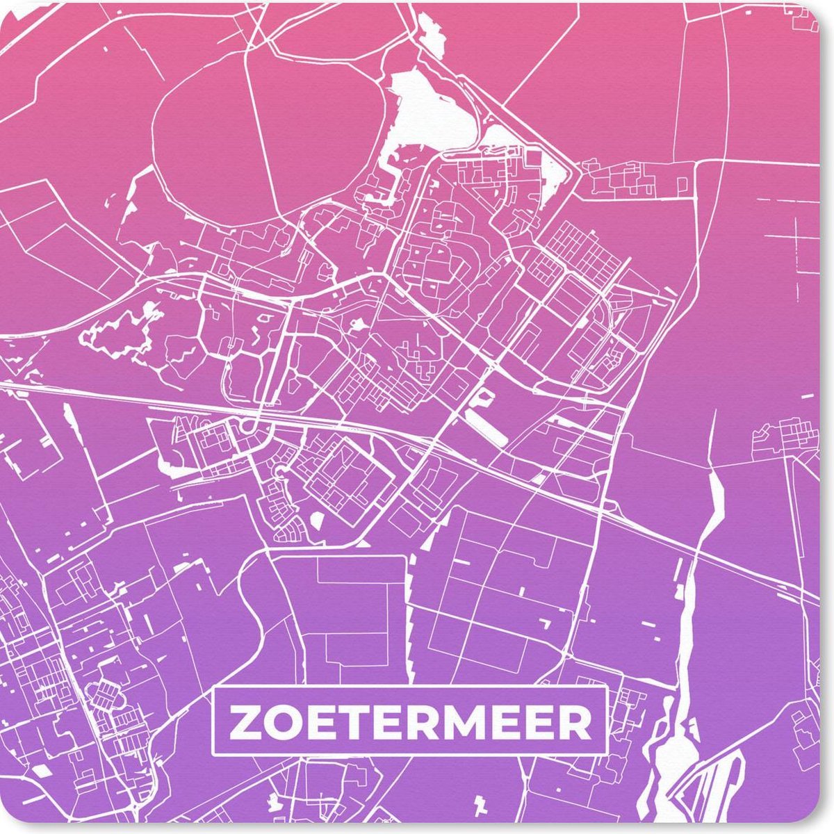 Muismat 30x30 cm - Mousepad Stadskaart - Zoetermeer - Nederland - Paars - Muismatten