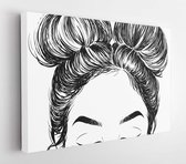 Canvas schilderij - Hairstyle double buns  -     626329985 - 80*60 Horizontal