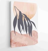 Canvas schilderij - Botanical wall art vector set. Earth tone boho foliage line art drawing with abstract shape 2 -    – 1894296097 - 80*60 Vertical