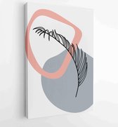 Canvas schilderij - Palm leaves wall art vector set. Earth tone boho foliage line art drawing with abstract shape. 3 -    – 1870962286 - 50*40 Vertical