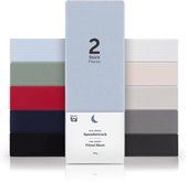 Blumtal Hoeslaken - Fitted Sheet - Jersey - Katoen -  180 x 200 x 30 cm - Lichtblauw - Set van 2
