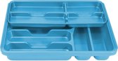 Bestekbak inzetbak blauw met oplegbakje kunststof 40 x 31 x 7 cm - Keukenlade/besteklade inzetbakken