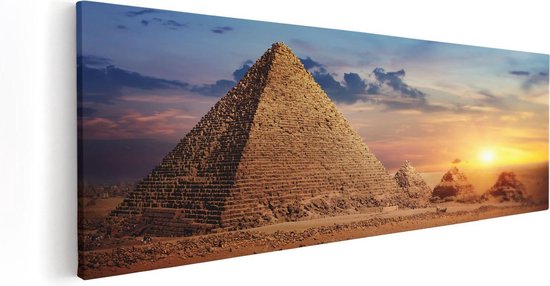 Artaza Canvas Schilderij Egyptische Piramides in de Woestijn - 90x30 - Foto Op Canvas - Canvas Print