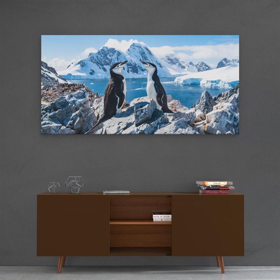 Artaza Toile Peinture Deux Pingouins sur des Pierres en Antarctique - 120x60 - Groot - Photo sur Toile - Impression sur Toile