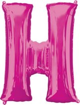 folieballon letter H 66 x 81 cm roze