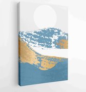Canvas schilderij - Earth tones landscapes backgrounds set with moon and sun. Abstract Plant Art design for print, cover, wallpaper, Minimal and natural wall art. 3 -    – 18483794
