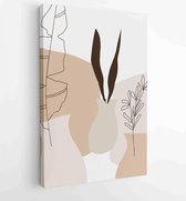 Canvas schilderij - Earth tone boho foliage line art drawing with abstract shape. Abstract Plant Art design for print, cover, wallpaper, Minimal and natural wall art. 3 -    – 1842