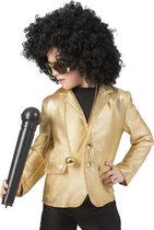 Funny Fashion - Glitter & Glamour Kostuum - Disco Fever Popster Jas Goud Kind - Goud - Maat 140 - Carnavalskleding - Verkleedkleding