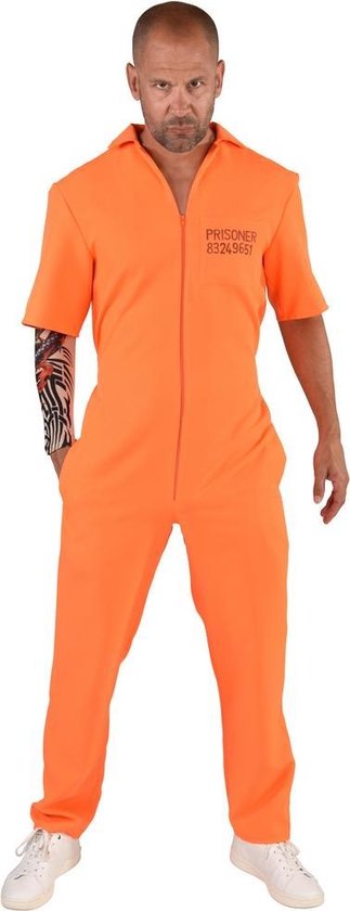 Magic By Freddy's - Boef Kostuum - Oranje Overall Guantanamo Bay Zonder Proces Gevangene - Man - Oranje - XL / XXL - Carnavalskleding - Verkleedkleding
