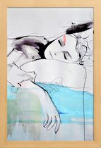 JUNIQE - Poster met houten lijst Maddelina -13x18 /Blauw & Wit