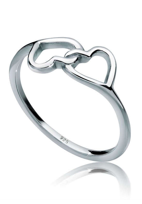 Elli Dames Ring Dames Hart symbool verbonden in 925 Sterling Zilver