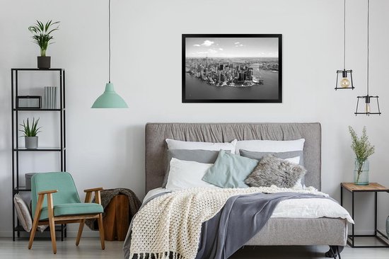 Fotolijst incl. Poster - New York - Zwart - Wit - 120x80 cm - Posterlijst