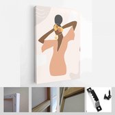 Onlinecanvas - Schilderij - Abstracte Vrouwelijke Vormen En Silhouetten Retro Zomerse Achtergrond Art Verticaal - Multicolor - 50 X 40 Cm