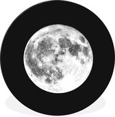 WallCircle - Wandcirkel - Muurcirkel - Maan de hemel met schaduwen - zwart wit - Aluminium - Dibond - ⌀ 60 cm - Binnen en Buiten