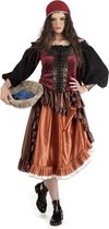 Limit - Zigeuner & Zigeunerin Kostuum - Waarzegster Tarot Goed Voorteken - Vrouw - bruin - Maat 38 - Carnavalskleding - Verkleedkleding