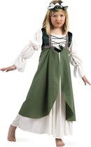Limit - Middeleeuwen & Renaissance Kostuum - Gravin Van Buren Middeleeuwen - Meisje - groen,wit / beige - Maat 134 - Carnavalskleding - Verkleedkleding