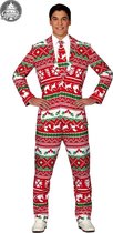 Guirma - Kerst & Oud & Nieuw Kostuum - Hulst Takken IJskristallen Kerst - Man - Rood - Maat 52-54 - Kerst - Verkleedkleding