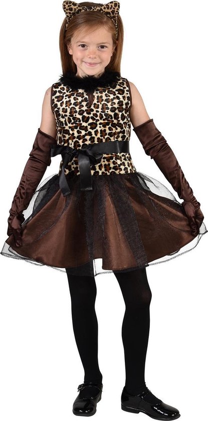 Magic By Freddy's - Leeuw & Tijger & Luipaard & Panter Kostuum - Jachtluipaard Cheetah Afrika - Meisje - Bruin - Maat 164 - Carnavalskleding - Verkleedkleding