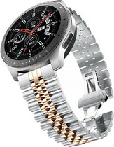 Stalen Smartwatch bandje - Geschikt voor Strap-it Samsung Galaxy Watch 46mm Jubilee stalen band - zilver/rosé goud - Strap-it Horlogeband / Polsband / Armband