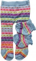 maillot en sokjes gestreept voor een pop van 35-45 cm