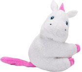 knuffel Unicorn junior 12 cm pluche wit/roze