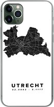 Geschikt voor iPhone 11 Pro Max hoesje - Utrecht - Nederland - Kaart - Wit - Siliconen Telefoonhoesje