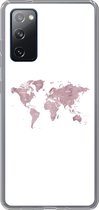 Geschikt voor Samsung Galaxy S20 FE hoesje - Wereldkaart - Roze - Wit - Siliconen Telefoonhoesje
