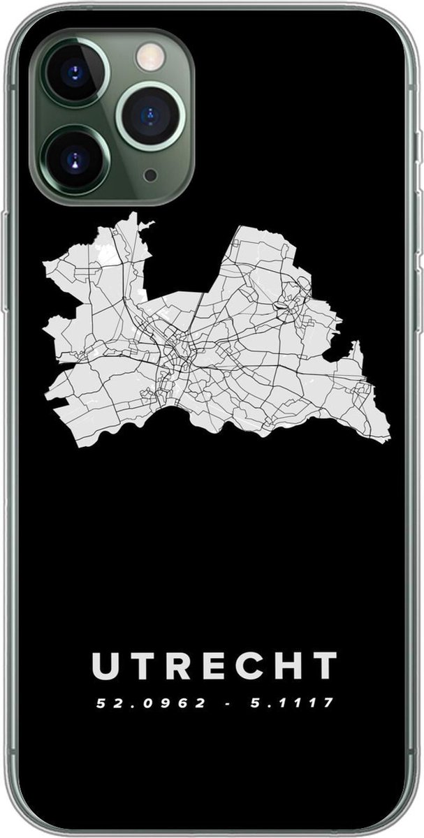 Telefoonhoesje Geschikt voor iPhone 11 Pro hoesje - Utrecht - Zwart - Wegenkaart Nederland - Siliconen Telefoonhoesje Telefoonhoesje
