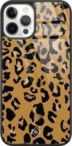 iPhone 12 Pro hoesje glass - Jungle wildcat | Apple iPhone 12 Pro  case | Hardcase backcover zwart