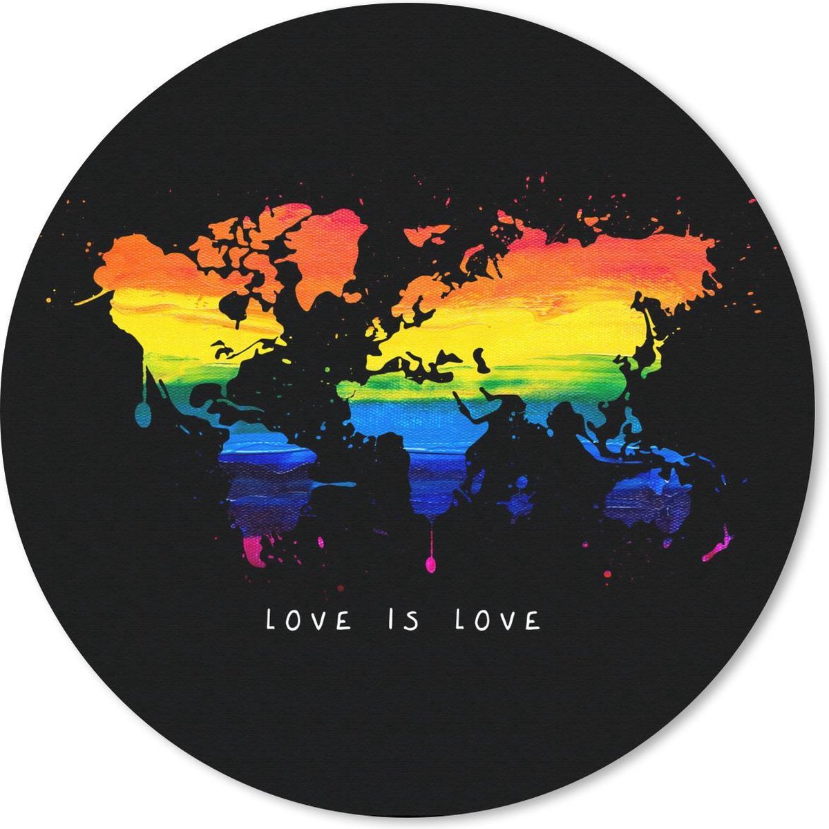 Muismat rond 40x40 cm - Mousepad Wereldkaart - Pride - Love - Ronde muismatten