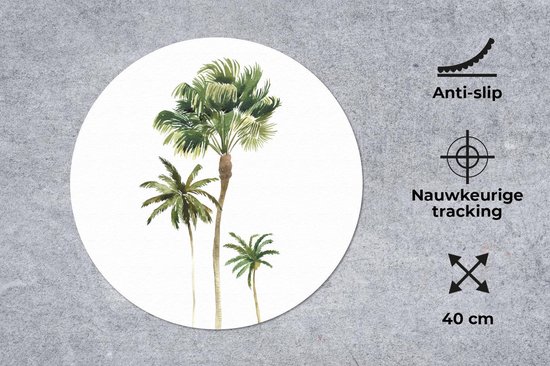 Muismat rond 40x40 cm - Mousepad Jungle - Boom - Groen - Ronde muismatten