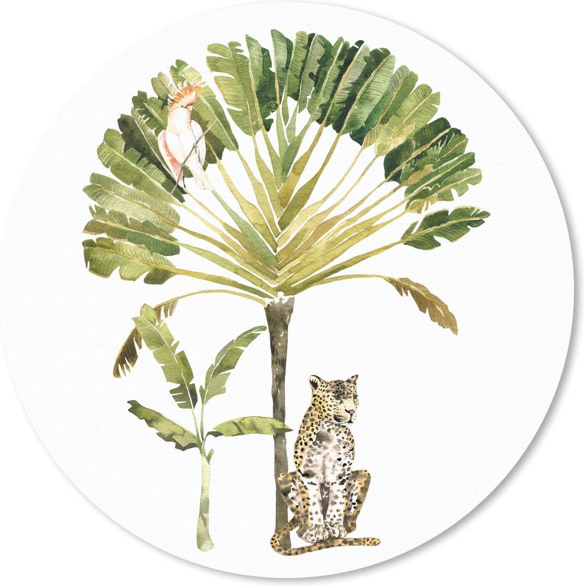 Muismat rond 20x20 cm - Mousepad Jungle - Kaketoe - Luipaard - Ronde muismatten