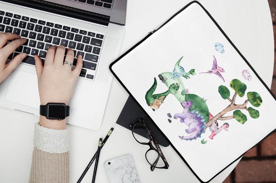 Housse ordinateur portable 13 pouces - Chambre d'enfant - Couleurs - Dinosaurus - Garçons - Filles - Enfants - Housse ordinateur portable - Dimensions intérieures 32x22,5 cm