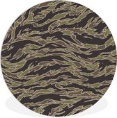 WallCircle - Wandcirkel ⌀ 140 - Camouflage patroon met strepen - Ronde schilderijen woonkamer - Wandbord rond - Muurdecoratie cirkel - Kamer decoratie binnen - Wanddecoratie muurcirkel - Woonaccessoires