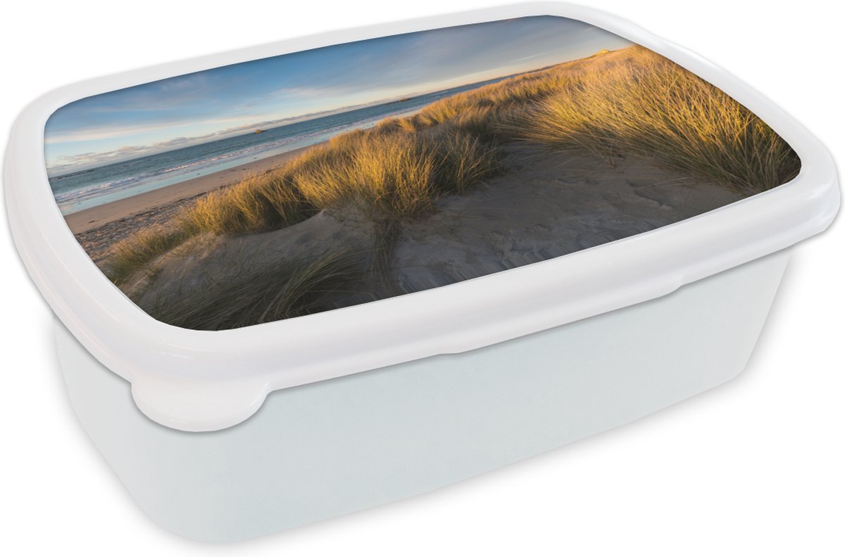 Broodtrommel Wit - Lunchbox - Brooddoos - Duin - Strand - Zee - 18x12x6 cm - Volwassenen