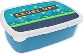 Broodtrommel Blauw - Lunchbox - Brooddoos - Gaming - Landschap - Pixelart - 18x12x6 cm - Kinderen - Jongen